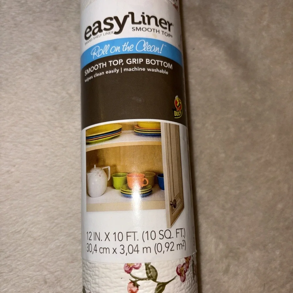 Duck Smooth Top EasyLiner, 12-inch x 10 Feet, Floral Pattern